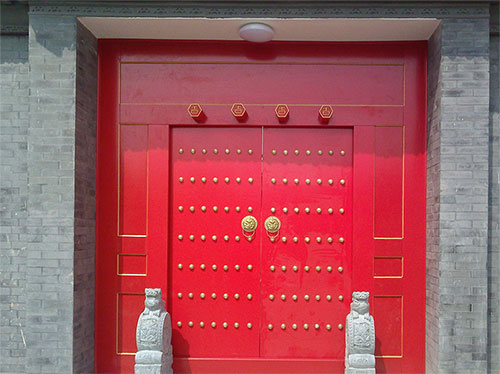 南昌中国传统四合院系列朱红色中式木制大门木作